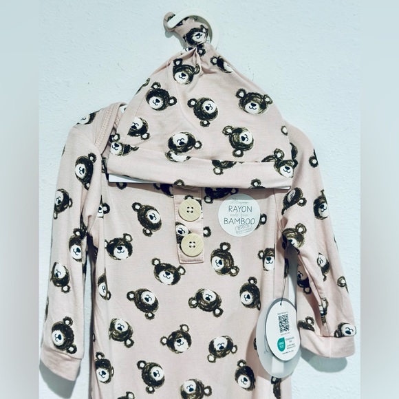 NWT Milkberry 100% RAYON BAMBOO 2PC SLEEPER W/BONNET/HAT BABYGIRL 6-9 months - Picture 12 of 15